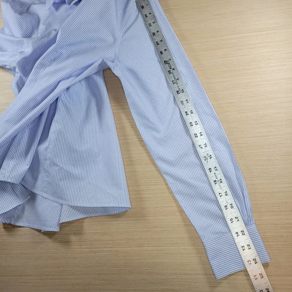 Brooks Brothers 1818 Womens Fitted Blue Striped Shirt 12 Preppy Nautical - Picture 7 of 8